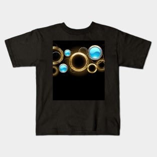 Abstract background with golden rings Kids T-Shirt